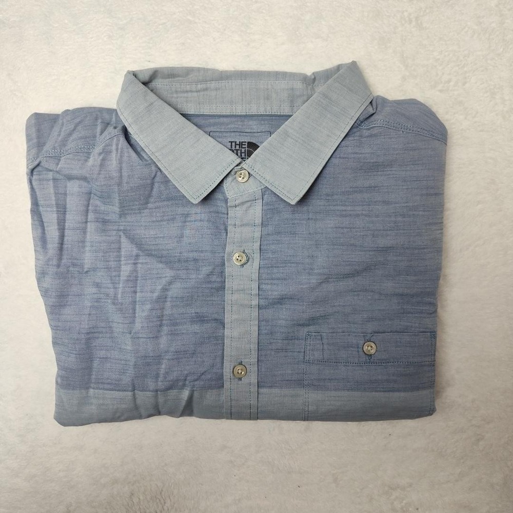 The North Face Shirt Mens XL Blue Colorblock Cotton Short Sleeve‎ Button Up
